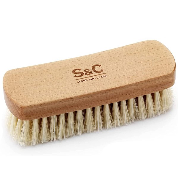 Premium Beige Horse Hair Brush - Horse Hair Shoe Brushes for Polishing, Cleaning & Buffing Leather Shoes - Boot Brush with Soft Bristles, Comfy Grip - Shoe Polish Brush Made of Beech Wood