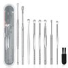 9 Pcs Ear Pick Earwax Removal Kit, Ear Cleansing Tool Set, Ear Wax Removal Tool, Ear Curette Ear Wax Remover Tool with a Cleaning Brush and Storage Box, Medical Grade, for Children and Adults,Silver