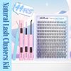 Natural Lash Clusters Kit Wispy Lash Extension Kit Cluster Eyelash Extension C Curl Cluster Lashes Kit DIY Eyelash Extension Kit Natural Eyelash Clusters with Lash Bond and Seal by Newcally