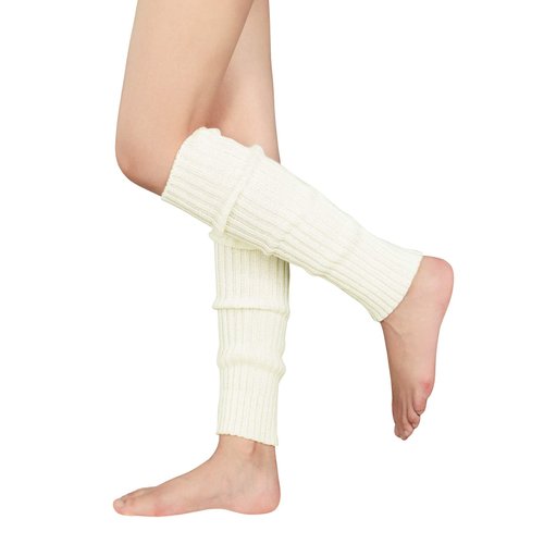 American Trends Leg Warmers for Women Girls 80s Ribbed Leg Warmer for Neon Party Knitted Fall Winter Sports Socks 2pack(Black+White)