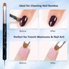 French Nail Brush, 2 Way French Gel Acrylic Nail Art Kolinsky Brush With Dotting Tool for Professional Manicure Cuticle Clean Up Nail Art Design, Wave Pattern Handle (NB125-#16, Black)