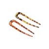 3 Pcs U Shaped Hair Sticks for Women Girls, Fashion Tortoise Shell Hair Forks 4.53 inch Acetate 2 Prong Bun Hair Clips Updo Hair Pins Hair Accessories for Thin Thick Hair