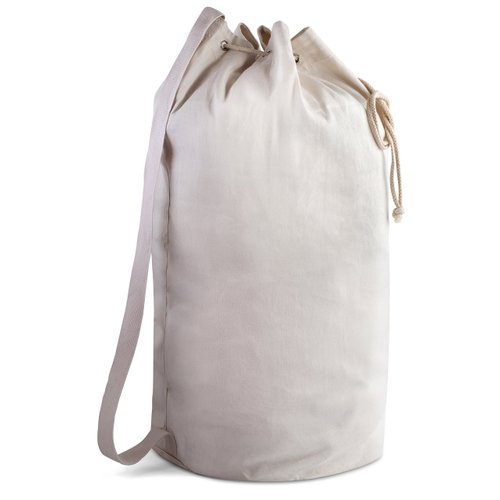 Handy Laundry Canvas Duffel Bag - Drawstring, Leather Closure, Shoulder Strap.