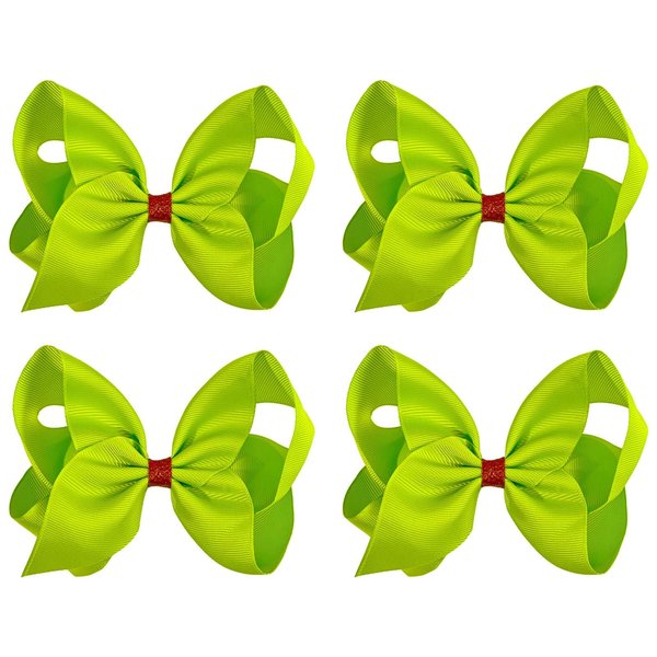 4Pcs Green Hair Bow Clips for Christmas Costume Decorations Women Girls Costume Accessories Dress up