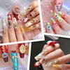 65pcs Virgin Mary Cross Gold Nail Charms 3D Heart Angel Rose Flower Alloy Rhinestones for Acrylic Nail Art Religious San Judas Nail Stickers Chains Gems Jewels Manicure Decoration Supplies DIY