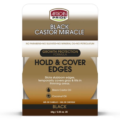 African Pride Black Castor Miracle Hold & Cover Edges - Slicks Edges, Covers Grays, Fills Thinning Areas, Contains Black Castor Oil & Coconut Oil, 2.25 oz (3 Pack)
