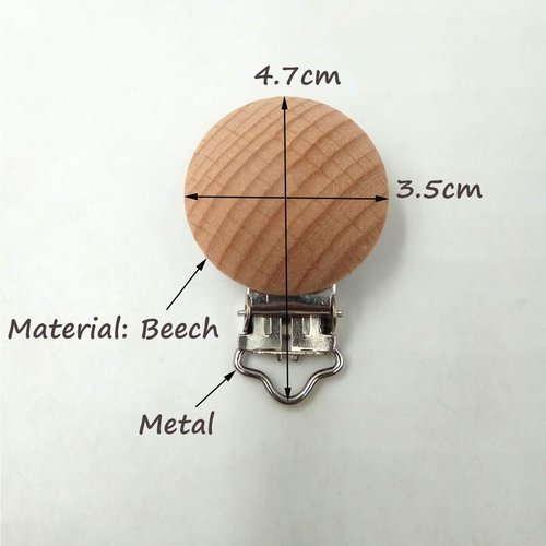 Natural Beech Wood Pacifier Clips Teething Grasping Toy Suspender Clips Charm DIY Wood Pacifier Clip Holder Accessories (3.5cm withouthole)