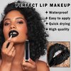 AOAZXBB Black Lipstick Black Lip Liner Set Matte Lipstick 2PCS Long Lasting Black Lip Stain and Lip Liner Set for Halloween Cosplay Goth Makeup