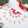 Florry Christmas Press On Nails Short Red Christmas Nails Square Cute Xmas Fake Nails Red Acrylic Press on Nails for Women and Girls 24Pcs (Style G)