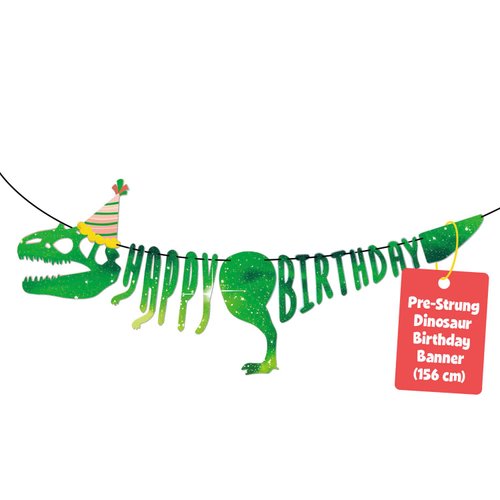 Prestrung Dinosaur Banner Happy Birthday – Dinosaur Birthday Banner, Happy Birthday Dinosaur Banner, Three Rex Birthday Decorations for Boy, Dinosaur Baby Shower Decorations, Party Supplies