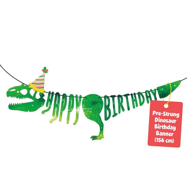 Prestrung Dinosaur Banner Happy Birthday – Dinosaur Birthday Banner, Happy Birthday Dinosaur Banner, Three Rex Birthday Decorations for Boy, Dinosaur Baby Shower Decorations, Party Supplies