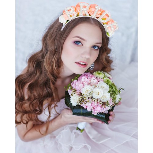 AMCAMI Bride Headband Bachelorette Party Decorations Bride To Be Headband with Pearls Pink Rose Headband Bridal Headband for Women Bride To Be Decorations Bridal Headpiece