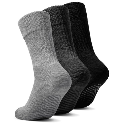 Gripjoy Non-Binding Diabetic Socks with Grippers - Loose Fitting & Stretchy - Unisex - 3 pairs, Multi-color