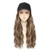 Yunkang Baseball Cap Wig Long Natural Wavy Hair Extensions With Hat Heat Resistant Synthetic Fiber Extensions Adjustable Hat Wig for Women Girls (B-M Brown blonde)