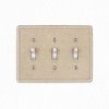 Questech Decor Triple Toggle Light Switch Cover, 3-Gang Electrical Wall Plate, Triple Switch Standard Size Receptacle Cover, Decorative Tumbled Texture, Travertine