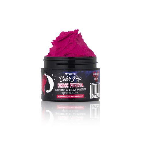 Mysteek Color Pop Temporary Hair Color for Dark Hair or Light Hair, Natural Hair Coloring with No Hair Bleach, Wash Out Hair Color, Mysteek Naturals (1 Fl Oz, Fierce Fuchsia)