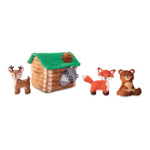 Fringe Studio Hide & Seek Burrow Plush Dog Toy Set, ON Cabin TIME(289215), Multicolor