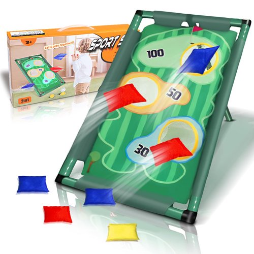 SUPVIB Bean Bag Toss Game, Outside Toys for Kids Ages 4-8, Outdoor Party Games for 3-5, Toddler Outdoor Activities, Portable Kids Cornhole Game Set, for Boy Girl