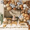 141pcs Western Cowboy Balloon Garland Arch Kit, Brown Light Brown Nude Sand White Cow Print Balloons for Farm Western Cowboy Baby Shower Birthday Party Decorations