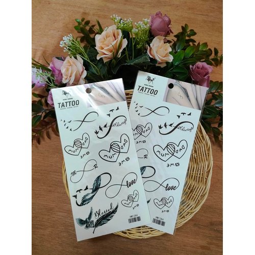 Black Infinity Birds Temporary Tattoo Sticker Decal Festival Sexy Body Paint Realistic Fake Waterproof Tattoos for Man Women (Pack 2 PCS.)