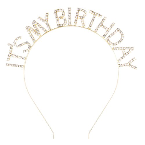 ACO-UINT Gold Birthday Crown for Girls, Cute It's My Birthday Headband Birthday Tiara for Women, Happy Birthday Headband Birthday Decorations Gifts for Women