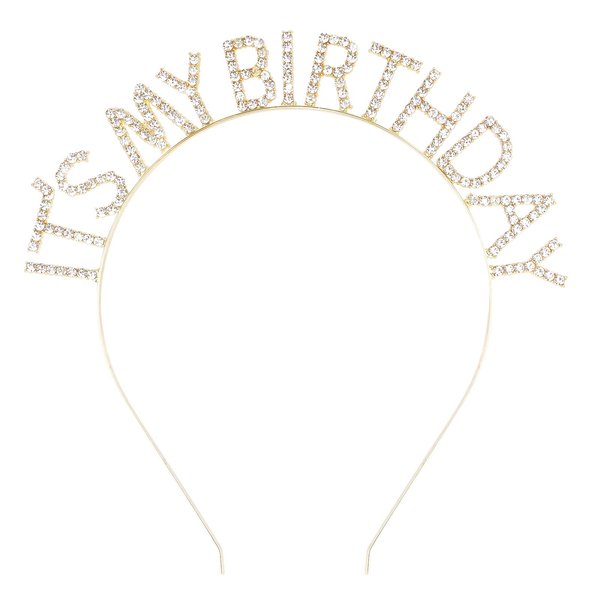 ACO-UINT Gold Birthday Crown for Girls, Cute It's My Birthday Headband Birthday Tiara for Women, Happy Birthday Headband Birthday Decorations Gifts for Women