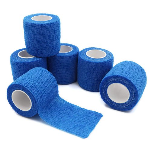 First Aid Self Adherent Cohesive Bandages, First Aid Tape Cohesive Wrap Bandage, Colorful Bandages(2 inches x 5 Yards,6 Packs,Blue)