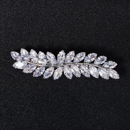 Xerling Rhinestone French Barrettes Hair Clip Automatic Hair Accessories Hair Spring Clips Leaf Design Zircon Hair Piece for Women