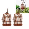 VBESTLIFE 1:12 Dollhouse Miniature Furniture Metal Bird Cage, 2Pcs Dollhouse Iron Birdcage Rusty Simulation Metal Bird Cage for Dollhouse Accessories