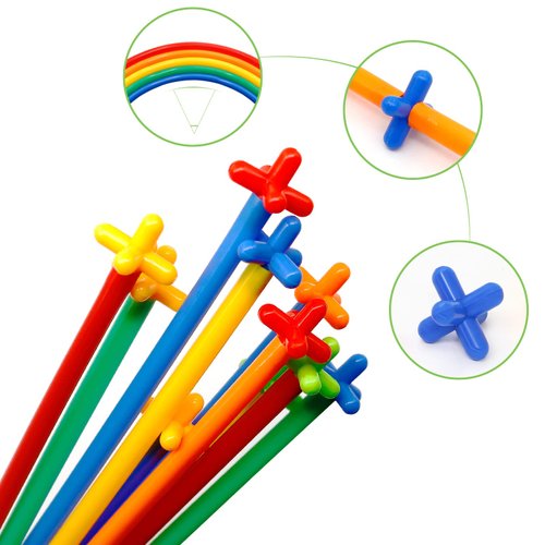 Creative Straw STEM Building Toys 450Pcs Aged for 3-5 5-7 Preschool Kids Constructor Toy Thin Tube Toy DIY Educational Interlocking Plastic Engineering Toys Kit for Boys and Girls
