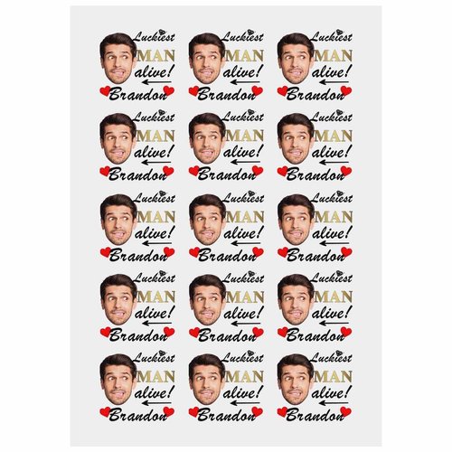 Custom Temporary Tattoo Face Tattoo Red Heart Photo Luckiest Man Alive Tattoo Personalized Photo Tattoos Wedding Decor Funny Ceremony Tattoo Gift