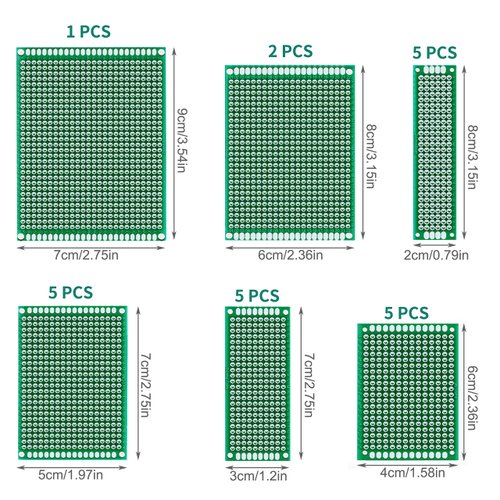 Miuzei PCB Board Prototype Kit for Electronic Projects, Circuit Solder Double-Side Board with 40 Pin 2.54 mm Male to Female Headers Connector, 2P&3P Screw Terminal Block, Solder Flux, Solder Wire
