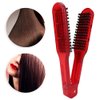 Clamp V-Shaped Hair Straightening Brush - Double-Sided Anti-Static Styling Comb for Hairstyling - Hairdressing Tool for Women, Men, Home and Barber Shop (Red)