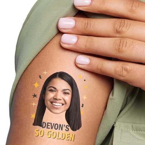Big Dot of Happiness Custom Photo Golden Birthday - Happy Birthday Party Favors - Fun Face Temporary Tattoos - Set of 12