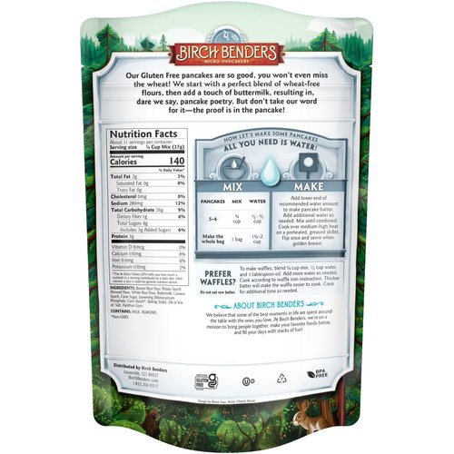 Gluten-Free Pancake and Waffle Mix by Birch Benders,14 Ounce (Pack of 1)