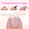 French Toe Nail Tips Press on, Short Toenail Tips Press Ons Square Pre-applied Tip Primer & Base Coat, Full Cover Matte False Nails for DIY 240 Pcs x 15 Sizes
