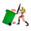 Set of 3 Mini Green Trash Cans with Lid & Wheels for Wrestling Action Figures