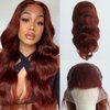 Aprilhair Pre-plucked #33 Reddish Brown 13X6 Lace Front Wigs Body Wave Glueless 150% Density Brazilian Virgin Human Hair 10 INCH