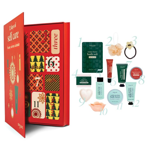 SpaLife Holiday 12-Day Beauty Advent Calendar – Travel-Friendly Skincare – Gift Set – 12 Days of Self-Care Spa Set – Body Care Skin Care – SpaLife Holiday Stocking Stuffer