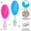 2 Pieces Kids Wet Hair Brush Confetti Glitter Detangler Hair Brush Set Soft Bristles Massage Brush for Baby Kids Girls Christmas Holiday Presents (Bunny and Unicorn)