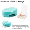 Beaditive Magnetic Pin Cushion with Drawer - Strong Magnet Pin Holder Cushion for Sewing - 50 Glass Head Quilting Pins Included - Chic Pincushion Caddy for Sewing Pins, Paper Clips, Screws – Turquoise