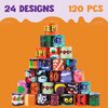 JOYIN 120 PCS Halloween Slap Bracelets Party Favors for Kids - 24 Designs Bracelets for Halloween Decorations, Halloween Treat Bag Stuffers, Non-candy Gift