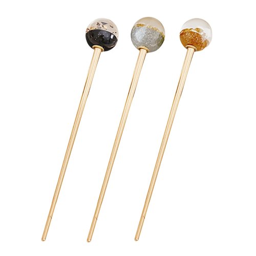 HomeSoGood 3Pcs Round Ball Metal Hair Stick,Elegant Planet Design Hairpin, Lollipop Shape Hair Sticks, Chopsticks Hair Jewelry for Women Girls