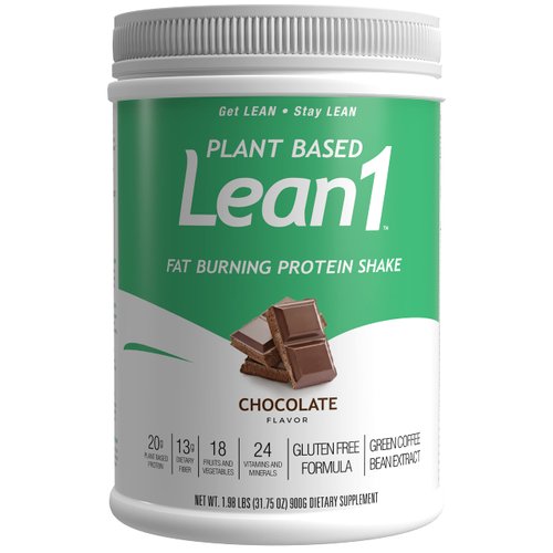 Lean1 Plant-Based Meal Replacement Protein Powder, Chocolate Flavor, 15-Serving Tub