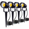 SUNVIE 12W LED Landscape Lighting Low Voltage (AC/DC 12V) Waterproof Garden Pathway Lights Super Warm White (900LM) Walls Trees Flags Outdoor Spotlights with Spike Stand (4 Pack)