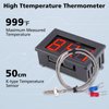 PEMENOL 12V Red Fahrenheit Digital Temperature Meter -76F~999F LED Display with Industrial Grade 0.5m K-Type Thermocouple Temperature Sensor M6