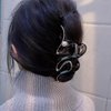 Black Ribbon Hair Clips Metal with Pearl Hair Accessories for Women Girls Elegant Curve Wave Hair Claw Clips Shiny Hairpins Strong Hold Nonslip Hair Clip for Thick or Thin Hair Goddess Look 1 Pcs
