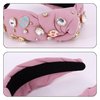jascaela Women’s Pearl Knotted Rhinestones Headband Vintage Face Wash Headband Jewelry Going Out Non-slip Headband Pink Pearl