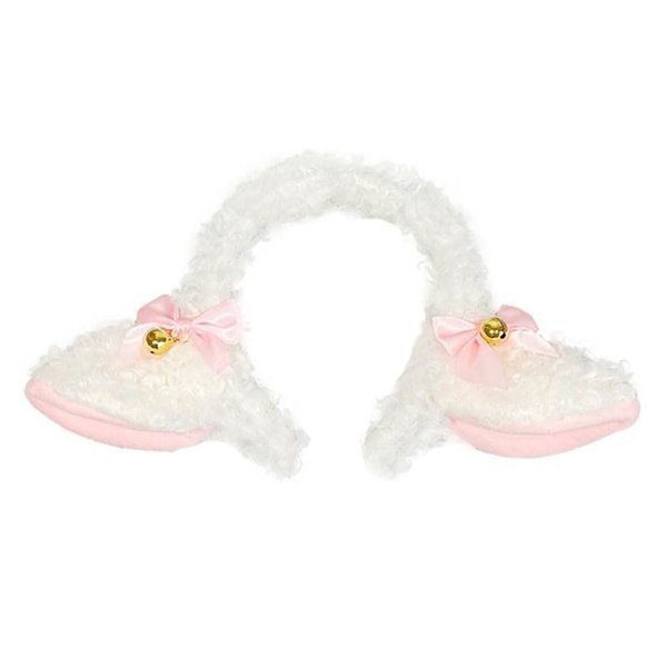 Lamb Ear Hair Band Bow Knot Bell Decorative Hair Ornament Female Plush Cartoon Headwear White Sheep Cute Headband