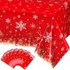 8 Pcs Christmas Tablecloth Rectangle -54 x 108 Inch Decorative Christmas Table Cover Winter Snowflakes Disposable Plastic Tablecloth For Christmas Table Decorations Xmas Home Party Decor (Snowflake)